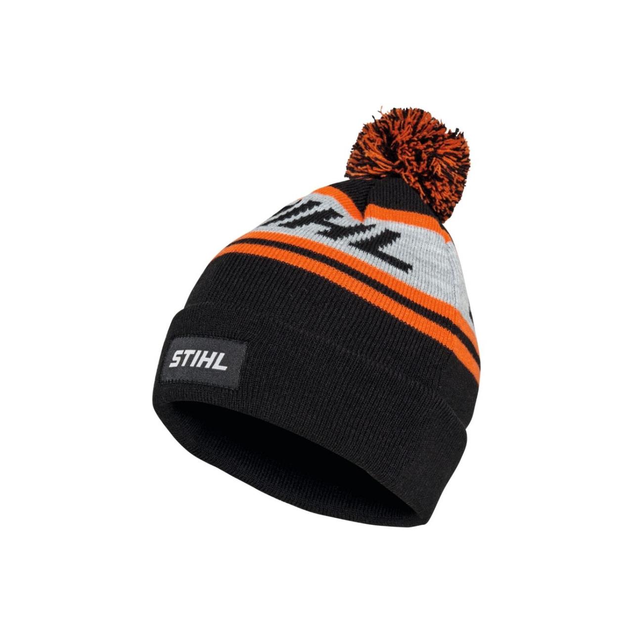 Mütze POMPON24 Schwarz/Orange/Grau